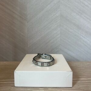 VALENTINO ROCKSTUD LEATHER BRACELET WITH RUTHENIUM STUDS
